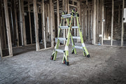 17ft Multi-Position Fiberglass Ladder, 300 lbs Weight Rating, Cargo Hold Tool Pouch by Little Giant – 17 Ft., Green, Model Dark Horse 2.0