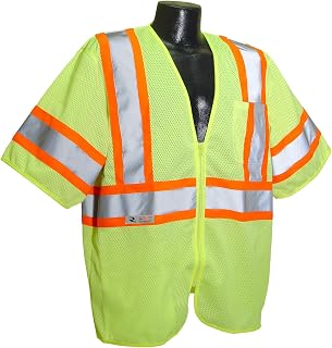 Radians SV22-3ZGM-L Polyester Mesh Economy Class-3 Safety Vests with Two Tone Trim, Large, Green