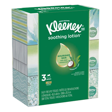 Soothing Lotion Facial Tissues by Kleenex – 110 Count (Pack of 3), Paper, White, Pack of 3