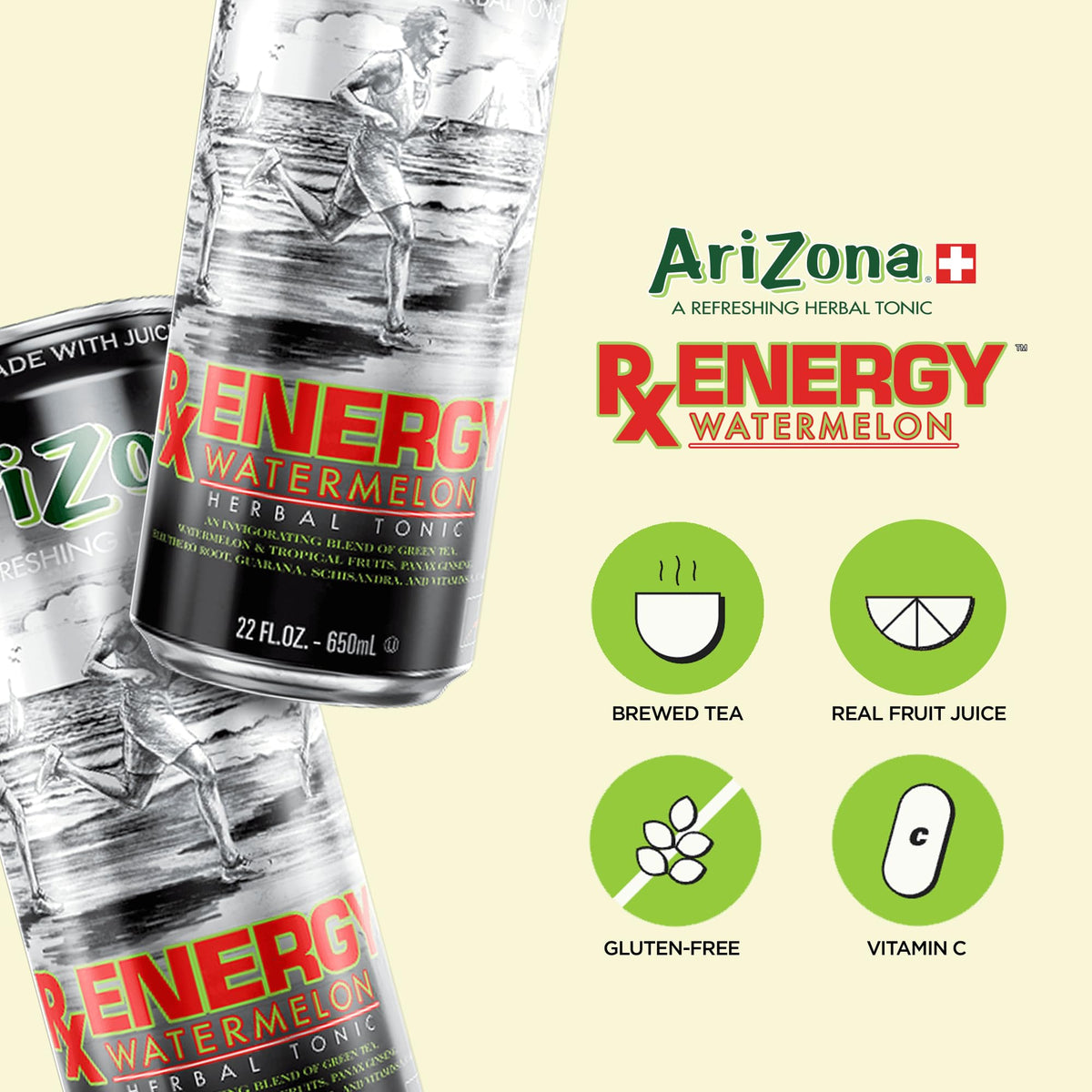 AriZona Rx Energy Watermelon / 22 Fl Oz (24 Pack) / 24 Tonic Water