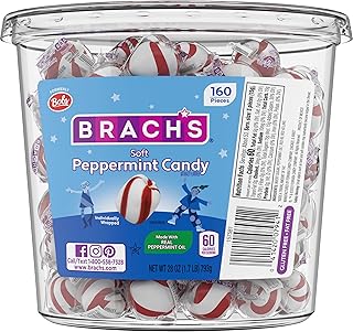Brach's Sweet Stripes Soft Peppermint Candy, Individually Wrapped, 160 Ct | 160 Individually-Wrapped Pieces