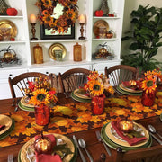 Love Home Burlap Linen Table Runner, 13 x 36 Inches, Pumpkin