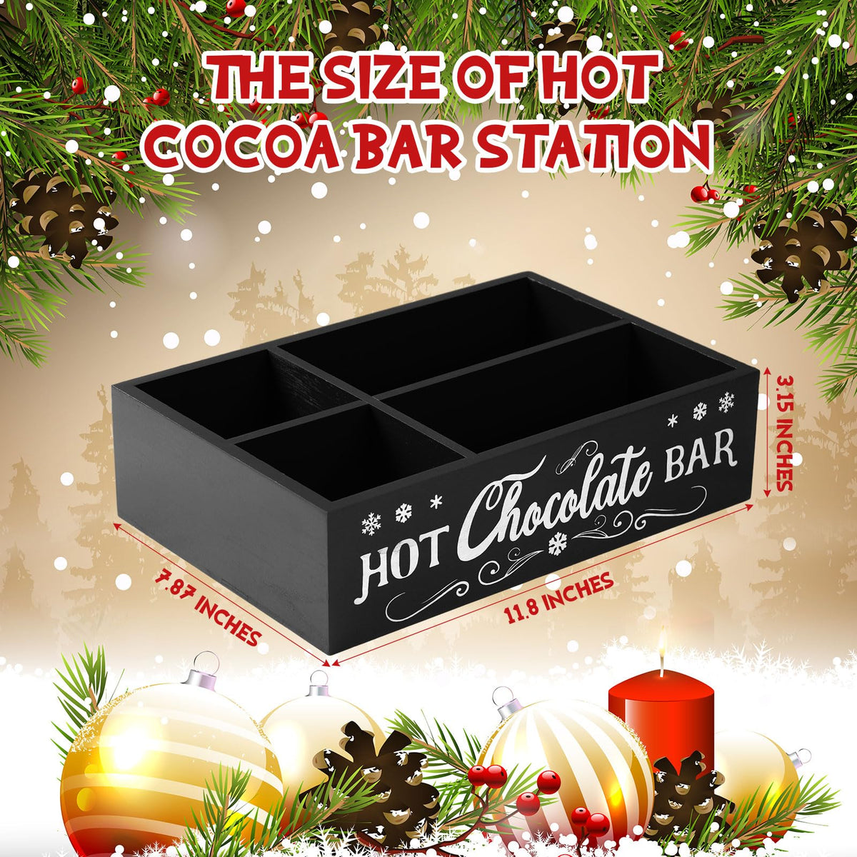 Geetery Wood Coffee Bar Organizer, 4 Compartments, Black
