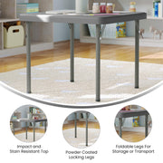 Kids 24x24 in Plastic Locking Folding Table by Flash Furniture – 24" Square, Steel, Plastic, Granite Gray, Model RB-2424-KID-GY-GG