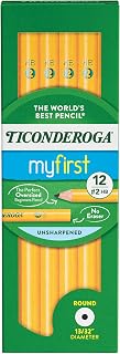 Ticonderoga My First Wood-Cased Pencils, #2 HB Soft, Yellow, 12 Count