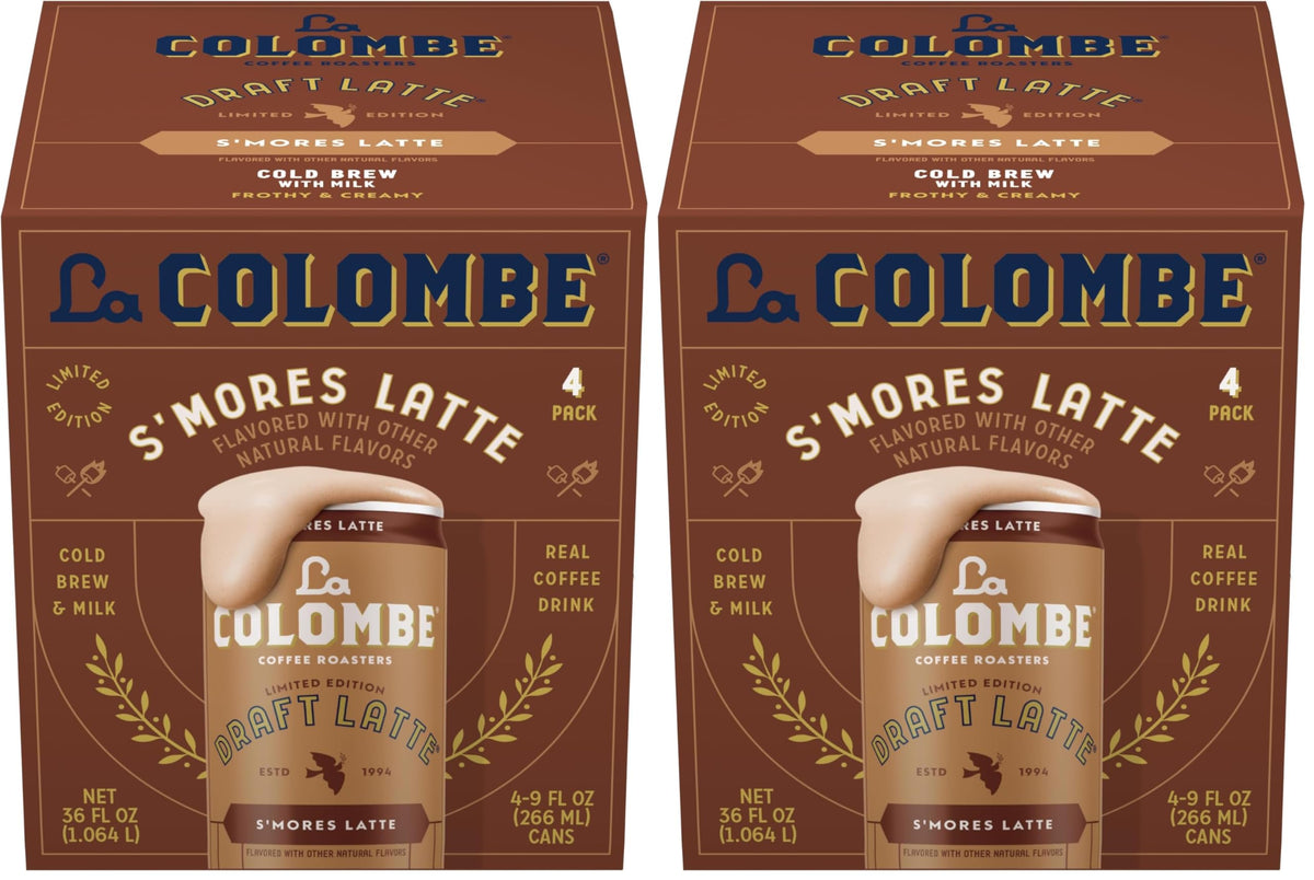 Coffee, S'mores Cold Brew Draft Latte, 9 fl oz Cans, 8 Pack by La Colombe – 36 Fl Oz (Pack of 2), Pack of 2