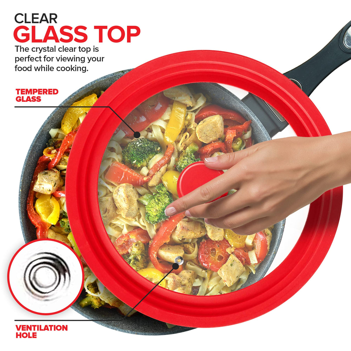 Modern Innovations Red / 7 to 12 Inch / Pot,Pan,Pans,Can Lids