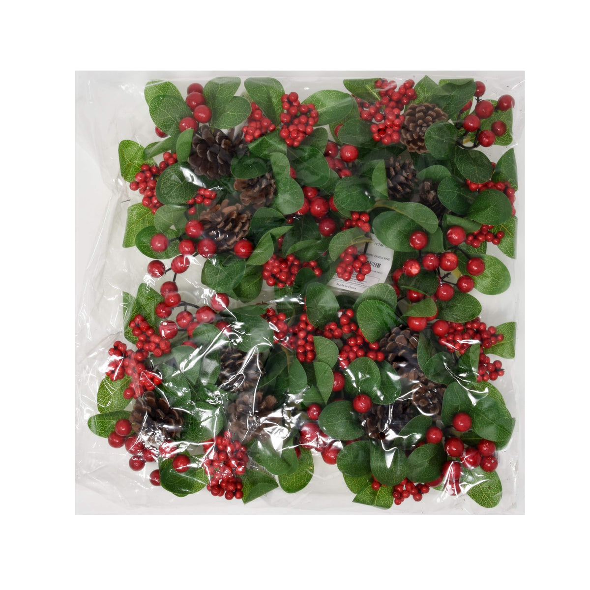 Gift Boutique Christmas Candle Ring, Pine Berry Set of 4, Red