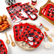 Qinyoung Christmas Oven Mitts and Pot Holders Set, 48 Pieces, Buffalo Plaid