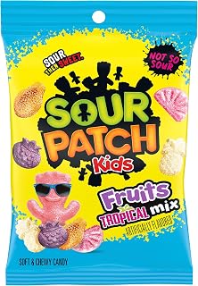 Sour Patch Kids Fruits Tropical Mix Soft & Chewy Gummy Candy, 7.28 oz