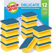 Scotch-Brite Delicate Non-Scratch Sponge Scourer, 12 Pieces - Ideal Everyday Washing up Sponge, use on Non-Stick Cookware and Glass
