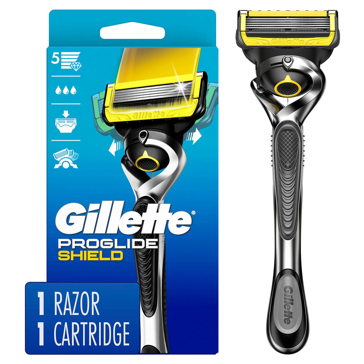 ProGlide Shield Razor for Men by Gillette – 1 Count (Pack of 1), Metal, Model 047400656062