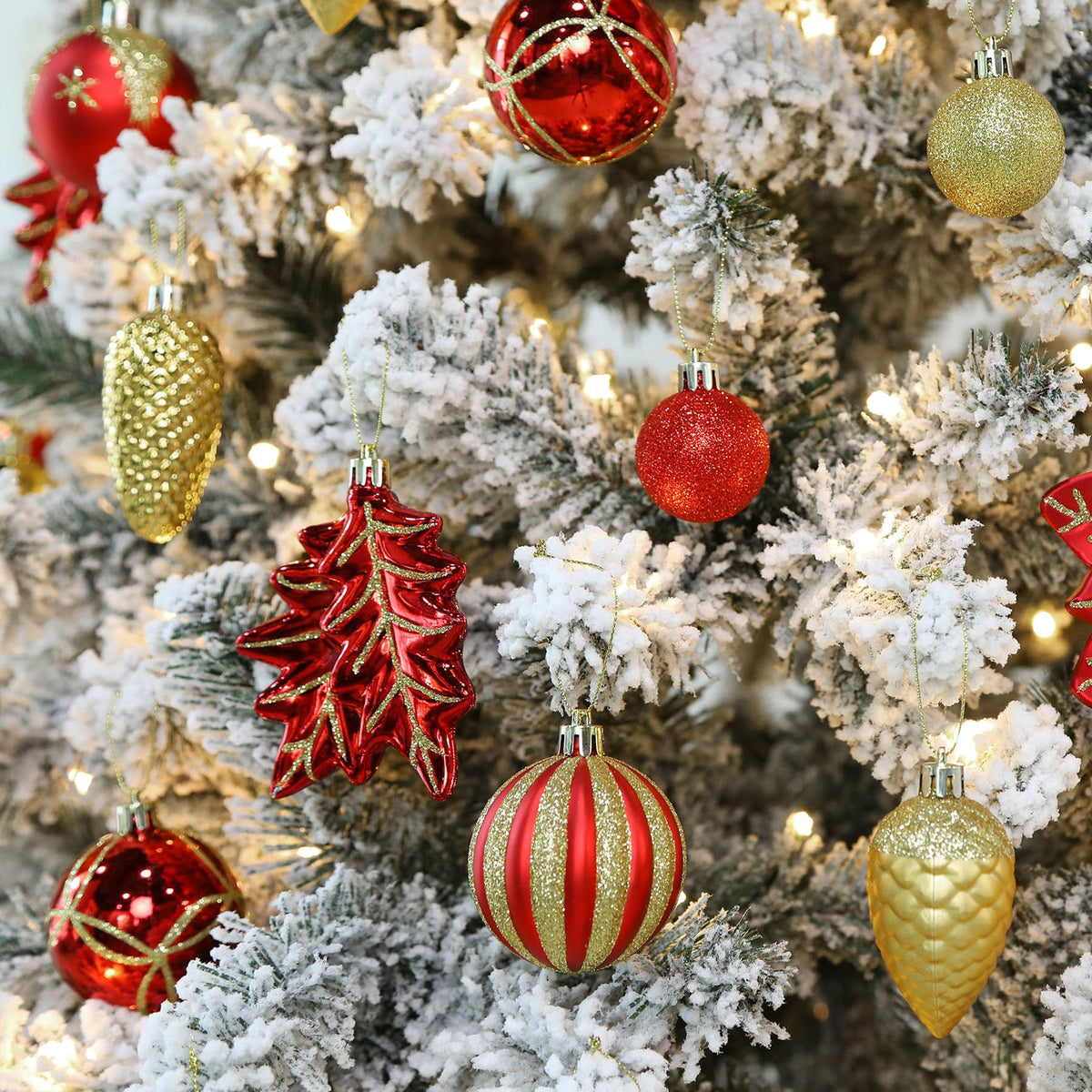 Shareconn Christmas Ball Ornaments, 106 Piece Set, Red and Gold