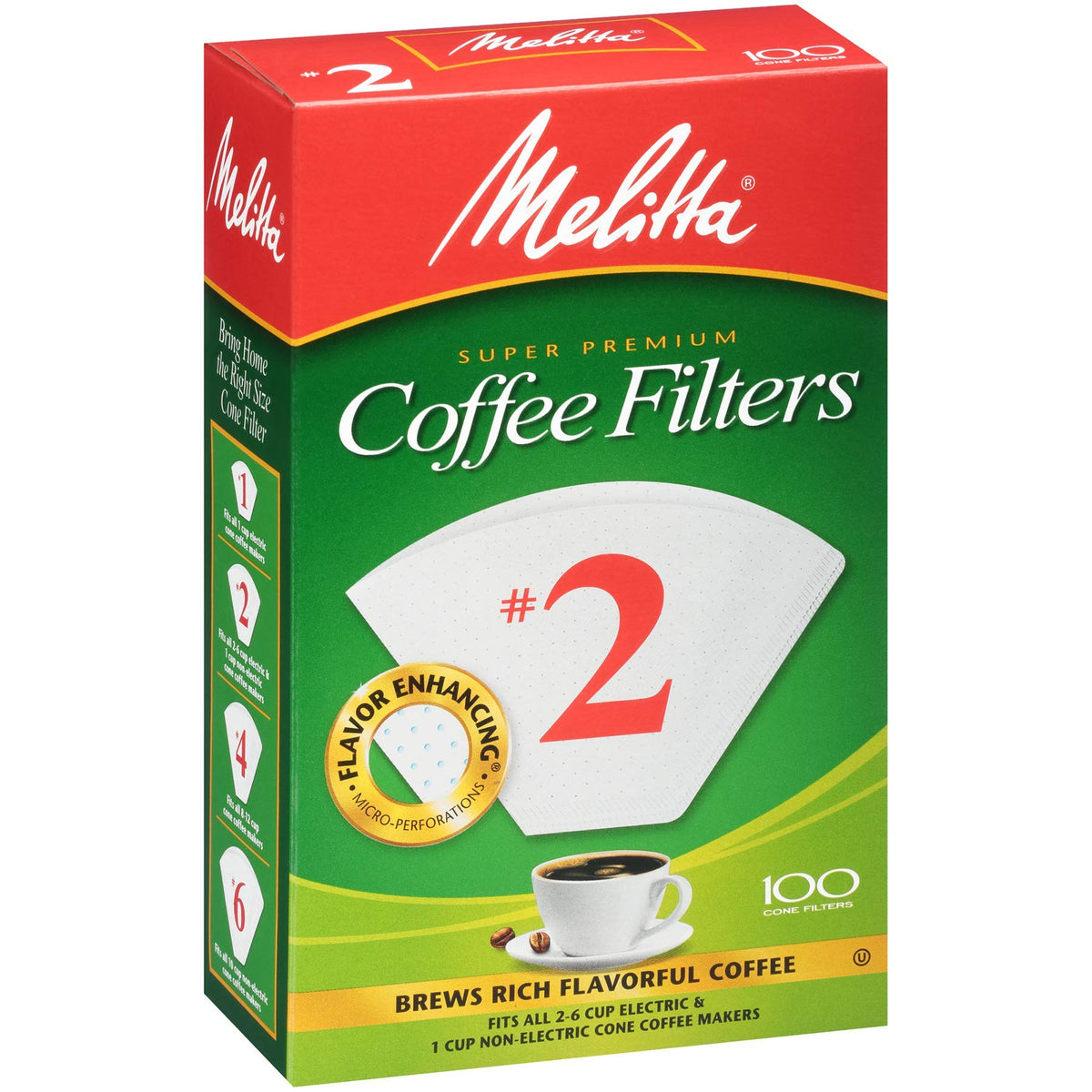 #2 Cone Coffee Filters by Melitta – 100 Count (Pack of 1), Plastic, No Color, Model 622712