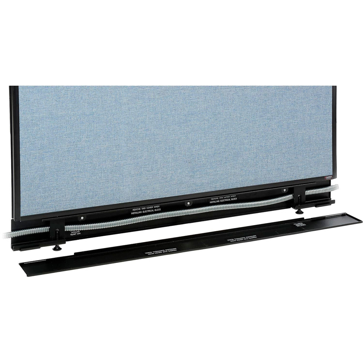 48-1/4"W x 46" H Office Partition Panel with Partial Window & Pass-Thru Cable by Global Industrial – Alloy Steel, Blue, Model 694755WPBL