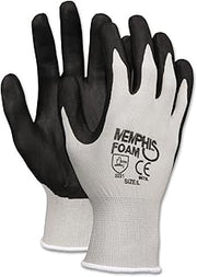 MCR Safety Gloves 9673L NXG 13 Gauge Gray Nylon Black Nitrile Foam Coated Palm and Fingertips Work Gloves, 1 Pair