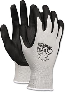 MCR Safety Gloves 9673L NXG 13 Gauge Gray Nylon Black Nitrile Foam Coated Palm and Fingertips Work Gloves, 1 Pair