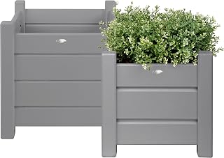 Esschert Design Square Planters, Gray, Set of 2