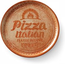 Hendi Porcelain Pizza Plate with Text and Pizza Illustration Design Dishwasher and Microwave Safe Diameter 310 mm Red
