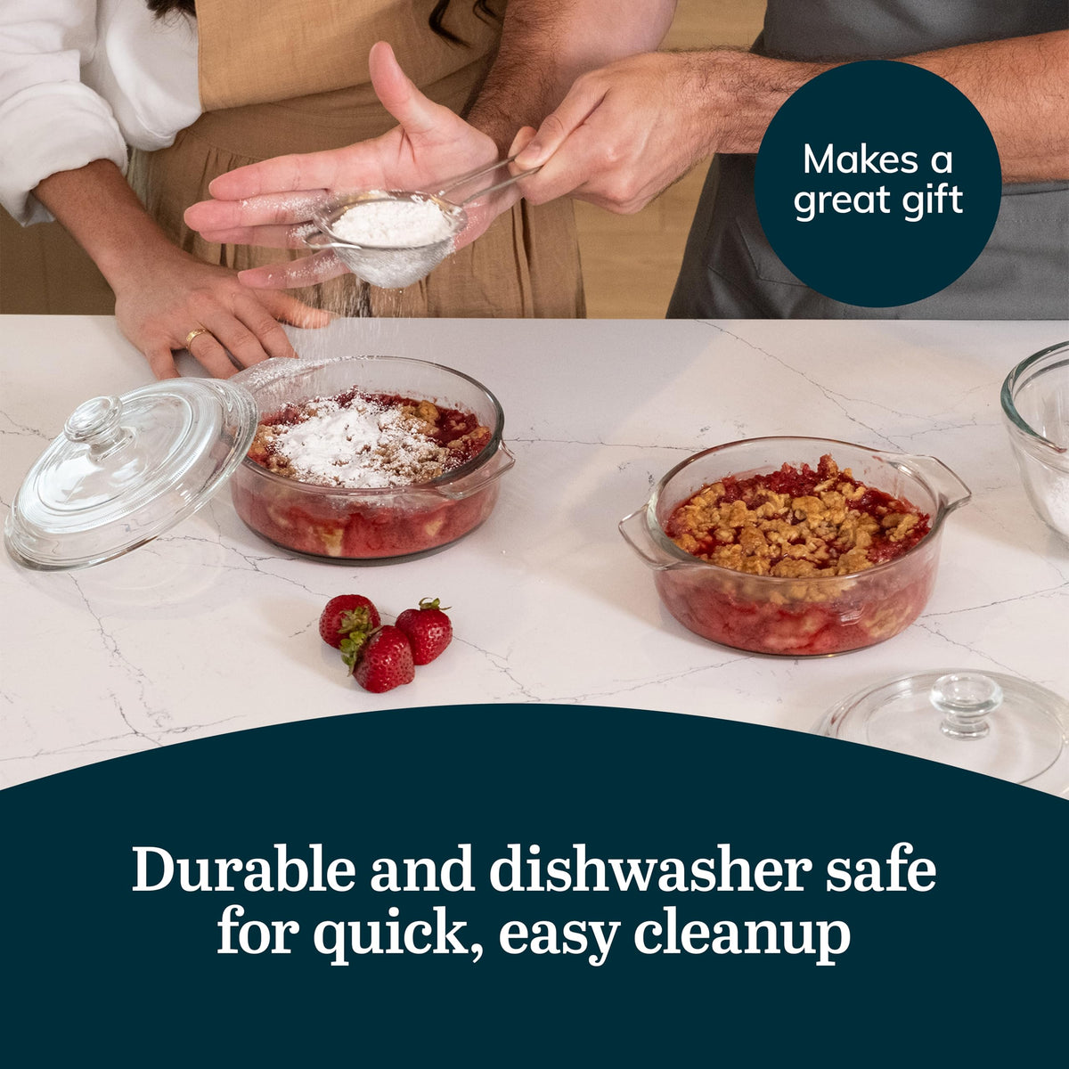 Libbey Baker's Basics Round Glass Casserole Set with Lids, 2 Piece