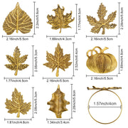 Patelai Pumpkin Napkin Rings, Set of 24, Assorted Fall Leaf and Pumpkin Shapes