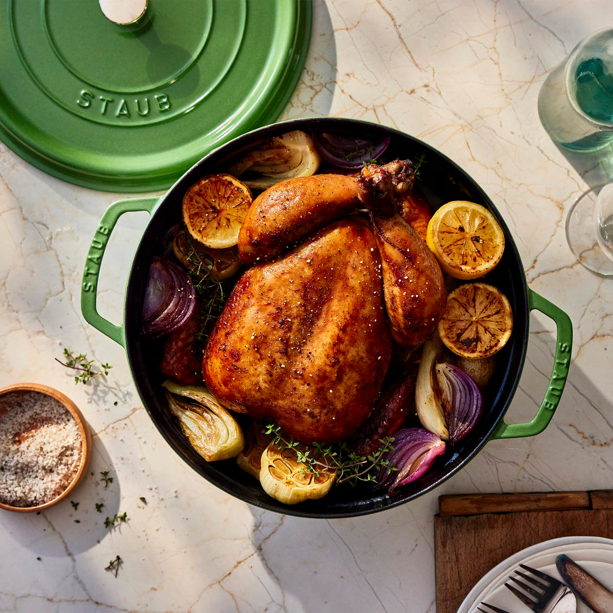 Cast Iron Round Dutch Oven by STAUB – 7-qt Round, 7 quarts, Cast Iron, Pistachio, Model 1034893