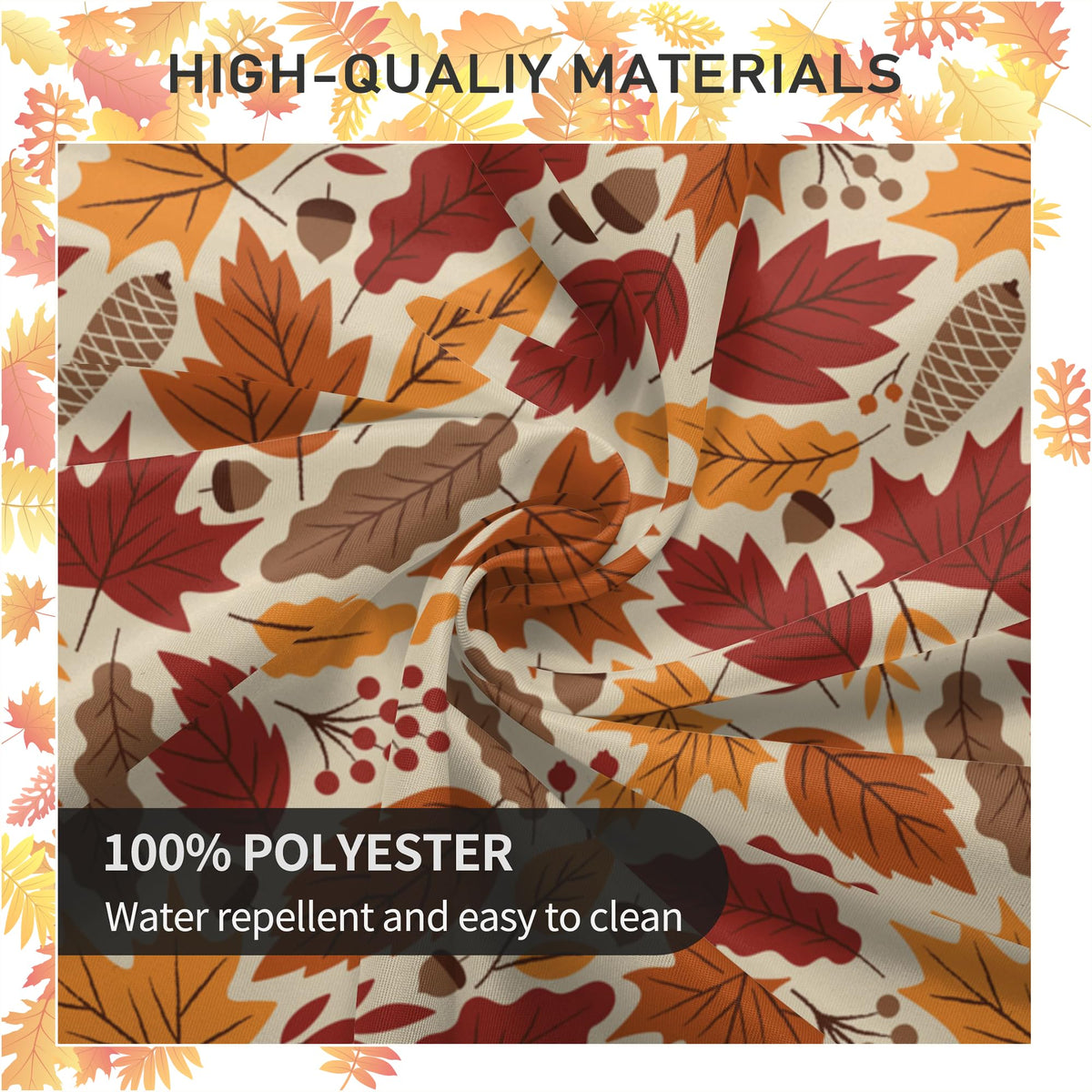 KIYIYZER Autumn Leaf Round Tablecloth, 60 Inch Diameter, Yellow