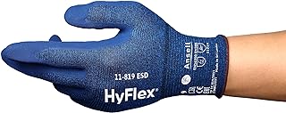 Ansell HyFlex 11-819 ESD Touch Screen Compatible Nitrile Foam Coated Industrial Gloves, Size 10 (Pack of 12)