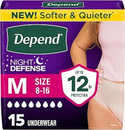 Depend Night Defense Adult Diapers for Women, Medium, 15 Count
