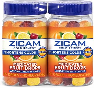 Zicam Cold Remedy Zinc Medicated Fruit Drops, 25 Count, 2-Pack | Cold Shortening, Pharmacist Recommended, Assorted Fruit Flavor