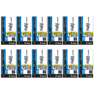 FriXion Clicker Erasable Gel Pens, Fine Point 0.7 mm, (Pack of 12, 144 Count Total), Black by PILOT – 12 Count (Pack of 12), Ink, Black, Pack of 12, Model 18505