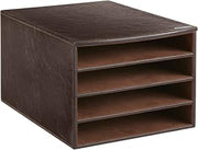 Safco Leather Look Multi Letter Tray, Cherry