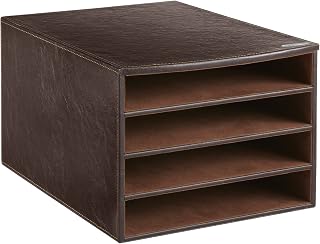 Safco Leather Look Multi Letter Tray, Cherry