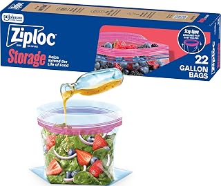 Ziploc Gallon Food Storage Bags, Stand-Up Bottom, Easy to Fill, 22 Count