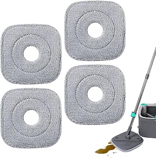 Washable Microfiber Mop Pads – Set of 4 Square Scrub Brushes, Efficient for Deep Cleaning Hardwood, Reusable and Easy to Attach | Perfect for Home Cleaning, Kitchen Floors, and Bathroom Maintenance