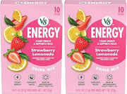 V8 Energy Strawberry Lemonade Energy Drink Powder, .10 oz Packet (10 Count) (Pack of 2)