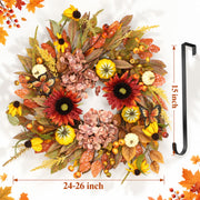 Fawdge Fall Wreath, 24 Inch Diameter, Orange