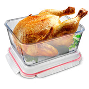 28 Cup Extra Large Rectangular Glass Food Storage Container with Lid by Stock Your Home – 220.0 fluid_ounces, te Glass, Transparent, Model 3695