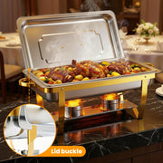 Powerfuel Rectangular Chafing Dishes, 11 Quart, 4 Pack with Tongs