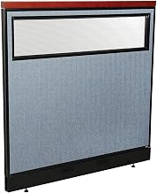 Global Industrial 48-1/4"W x 47-1/2"H Deluxe Office Partition Panel with Partial Window & Pass-Thru Cable, Blue