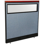 48-1/4"W x 47-1/2"H Deluxe Office Partition Panel with Partial Window & Pass-Thru Cable by Global Industrial – Steel, Blue, Model 694774WPBL