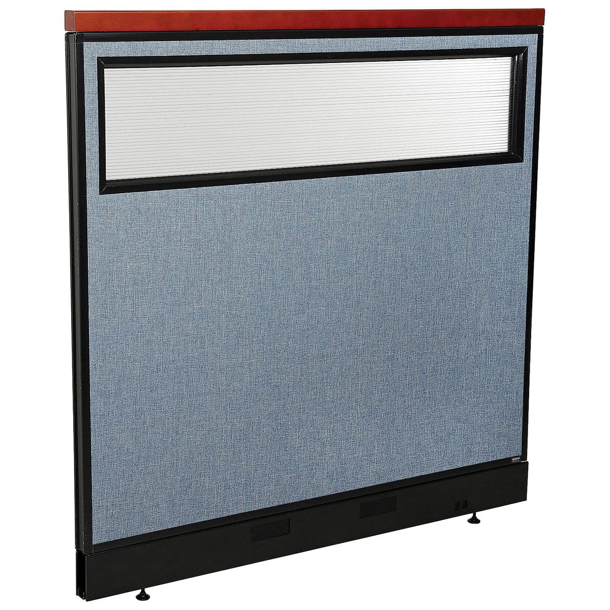 48-1/4"W x 47-1/2"H Deluxe Office Partition Panel with Partial Window & Pass-Thru Cable by Global Industrial – Steel, Blue, Model 694774WPBL