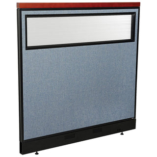 48-1/4"W x 47-1/2"H Deluxe Office Partition Panel with Partial Window & Pass-Thru Cable by Global Industrial – Steel, Blue, Model 694774WPBL