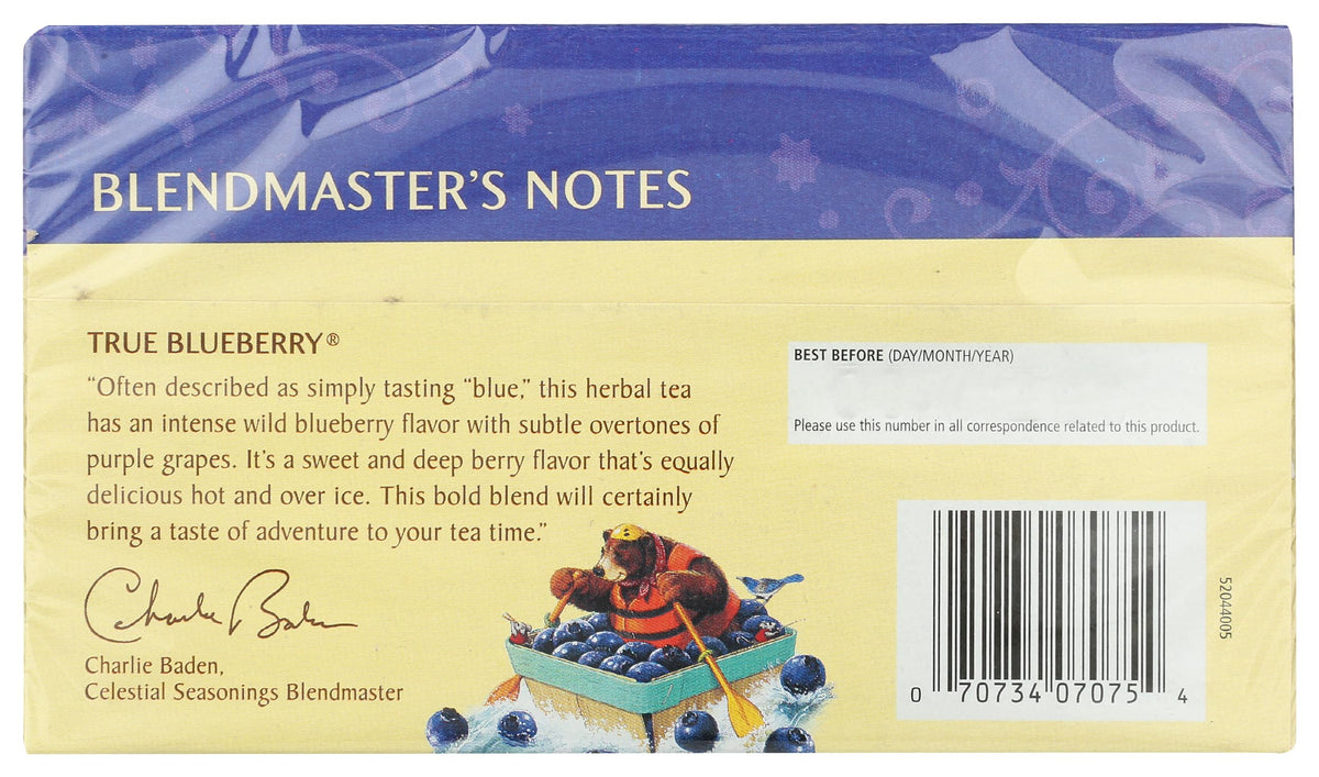 Celestial Seasonings True Blueberry / 20 Count (Pack of 1) / No Color Herbal