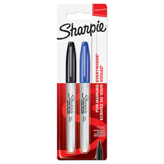 Permanent Markers | Fine Point | Black & Blue | 2 Count by Sharpie – 1 Count (Pack of 2), Plastic, black/blue, Pack of 2, Model 1986444