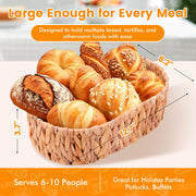 Zamqiu Bread Warmer Basket with Terracotta Stone, Large Oval, Natural