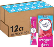 Crystal Light Drink Mix, 12 Packets, for Convenient On-the-Go Flavorful Hydration, Artificially Flavored Raspberry Ice, Zero Sugar, . 6 oz each