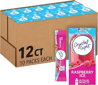 Crystal Light Drink Mix, 12 Packets, for Convenient On-the-Go Flavorful Hydration, Artificially Flavored Raspberry Ice, Zero Sugar, . 6 oz each