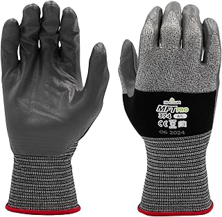SHOWA MFT Pro 374 Microfiber Work Gloves with Oil-Resistant Flat Nitrile Palm Coating, Latex-Free, Breathable Mechanics Glove, High Dexterity, Black, Large, 1 Pair