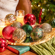 Jornoy Christmas Tree Baubles, 3.15 Inch Shatterproof Plastic, Set of 12 in Red Green Gold